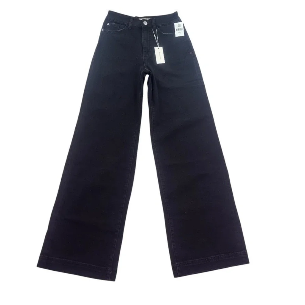 Warp + Weft NCE Nice Cote Wide Leg Black Jeans Size 24 NWT - Picture 2 of 16